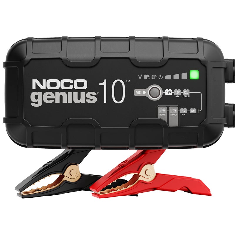 NOCO GENIUS10: شاحن بطارية ذكي 10A 6V/12V - جهاز صيانة تلقائي، شاحن تريكل ومزيل الكبريت مع حماية من الشحن الزائد وتعويض درجة الحرارة - للبطاريات الرصاصية والليثيوم - Image 1